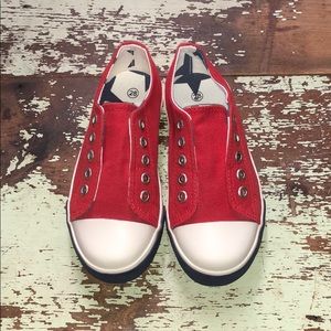 MINI BODEN RED SLIP ON CANVAS SHOES NWOT 11